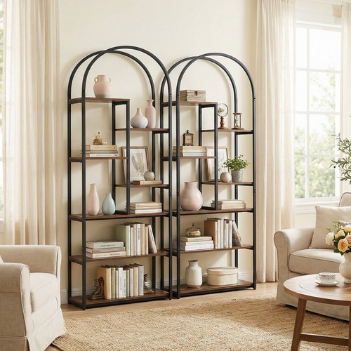 Vintage arched bookcase - bookcase, 7