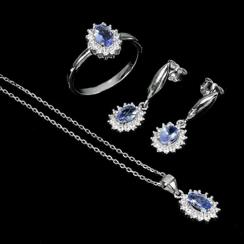 Silver tanzanite earring - tanzanite,