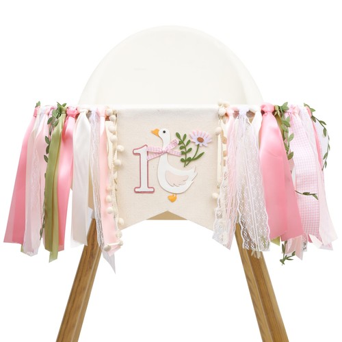 Floral goose high chair - goose, banner