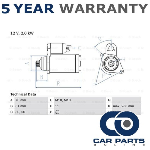 Starter motor cpo fits - starter,