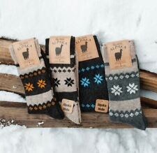 Alpaca Wool Socks 4 Pairs Natural Thermal Winter Socks  Mens Women's Grey Brown