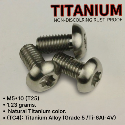M5x10mm titanium t25 head - ti,