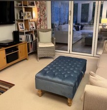 HANDMADE STORAGE BOX OTTOMAN BOX LARGE PLUSH SOFT VELVET WITH GLOSS LEGS