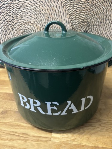 Enamel bread bin large round - bread,