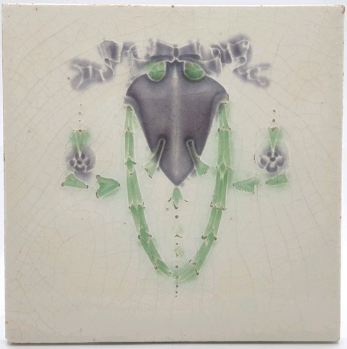 Art deco fireplace tile floral - tile,
