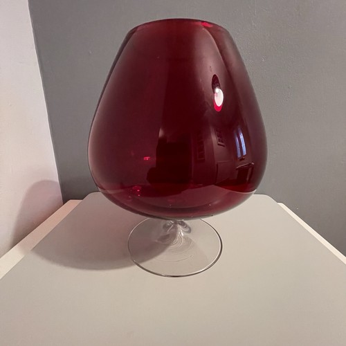 Vintage ruby red glass vase - red,