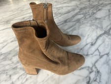 Zara Brown Faux Suede Heeled Boots Size EU 39 Uk 6 VGC