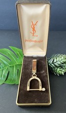 Vintage Yves Saint Laurent YSL Designer Gold-tone Key Chain U-Shaped Key Ring
