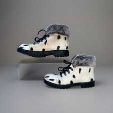 Myra Bag Beaver Boots Animal Print Women’s Sz 10 Fur Leather Boots Soft Warm EUC