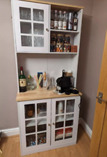 Kitchen Dresser Cabinet Tall White Pantry Unit Glass Display Storage Cupboard
