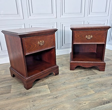 Pair 2 Antique Georgian Style Bedside Cabinets Cupboard Tables Night Stands