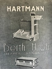 Vintage 1919 HARTMANN Berth High Steamer Wardrobe Trunk Illustrated Ad