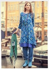 Gudrun Sjoden Blue Pattern Jersey Dress XL