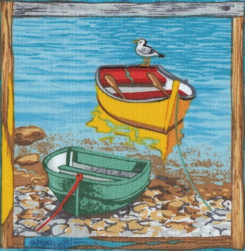 Fabric picture panel - fabric, picture panel rowing