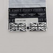 Bentley 6.0T W12 First Edition GT Britain Flag Badge RH#LH SET 3SA853688