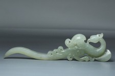 Chinese Antique Old Hetian Jade Hand-Carved Phoenix Statues