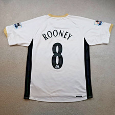 Manchester United Shirt Medium White Away Kit 2006 2008 Nike Jersey Rooney