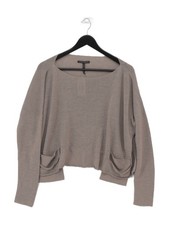 Sarah Pacini Women's Jumper Tan Linen with Nylon Round Neck Pullover