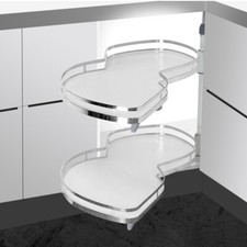 Corner Space Pull-out Carousel Blind Shelf Twin Tray Kitchen Cabinet Organizer