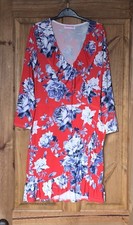 Red floral mock wrap ruffle dress, 10 Pink Boutique