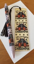 Doberman Bookmark and Pen - Dog Bookmark Gift Idea - Secret Santa