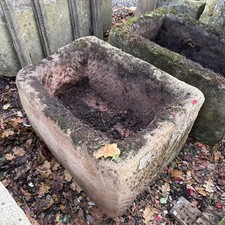 18th C Large Carved Stone U Shaped  Trough Planter Carved Stone 610mm length 