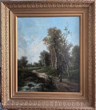 Antique large oil painting on