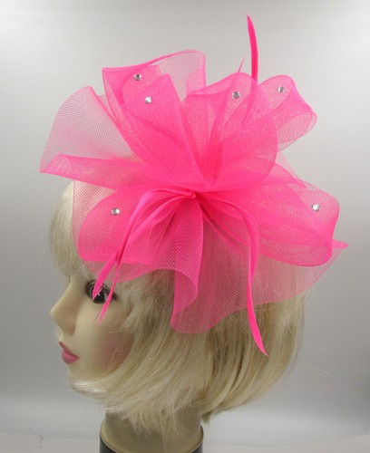 Big pink fascinator women - big,