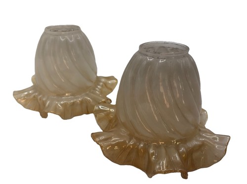 Amber ruffled glass - glass, lamp