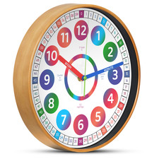 10"/12" Kids Teaching Wall Clock Silent Non Ticking Education Learning Clocks UK