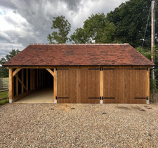 Prefab Oak Fronted Three Bay Garage, Full Height Gable Eaves | 8.62m x 4.95m