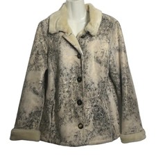 Vtg Baronia Germany Polar Luxe Jacket Womens 6 Ivory Black Shearling Lined Coat