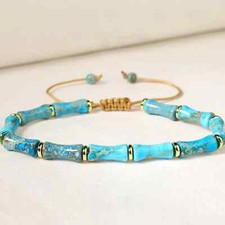 Turquoise Tube Stone Bracelet - Adjustable Natural Gemstone Bead Minimalist