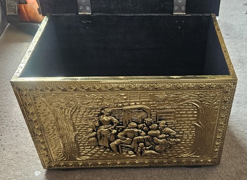 Vintage brass coal - coal/log, box