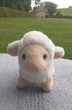Anna Club Plush White Sheep Leather Tag Line Lamb Soft Plush Toy Pocket 16cm
