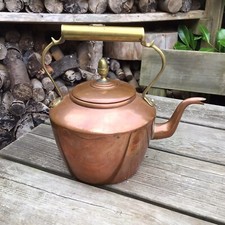Old Vintage Antique Large Copper & Brass Kettle Holds Approx 2.5litres