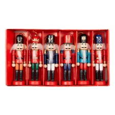 6PCS CHRISTMAS TREE DECORATION NUTCRACKERS WOODEN HANGING ORNAMENT XMAS TOY SET