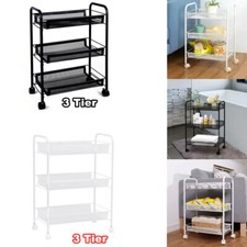 3 Tier Steel Racks Beauty Salon Hairdressing Storage Trolley Kitchen Drawer Cart