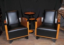 Pair Art Deco Club Chairs Arm