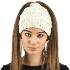LADIES PONYTAIL BEANIE HAT