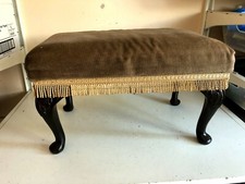 Folding Rectangle Sherborne Footstool Brown Frilled Plastic Resin Legs Home Deco
