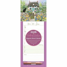 Vintage Garden Magnetic Slim Calendar 2026 - Hobbies & Interests - Week To View
