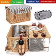 Wicker Picnic Basket for 4, 4