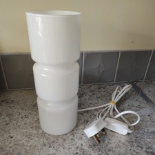 Habitat Fitz Table Lamp Hooped White Opaque Glass Retro Style light 27cms