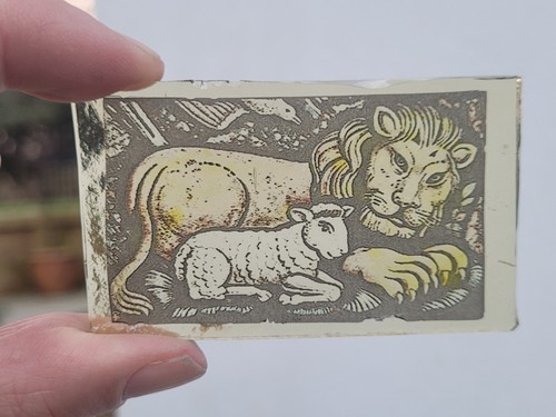 Stained glass lion lamb - glass,