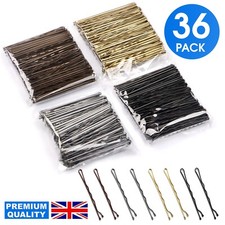 36 WAVED HAIR PINS BLACK BLONDE BROWN BUN PINS HAIR SLIDES KIRBY GRIPS 5.3CM