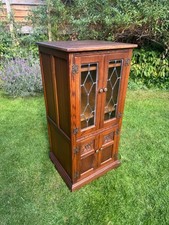 Antique Reproduction Oak Old Chard Record Media Player Cabinet Cupboard