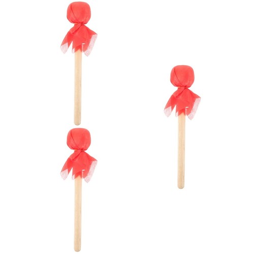 Red felt drum mallets with - red,