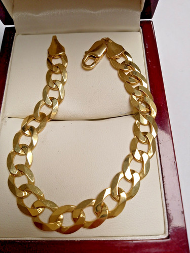 9ct gold curb bracelet - gold,
