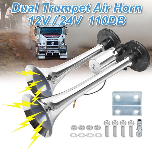 12v 24v twin air horn - 12v/24v, chrome